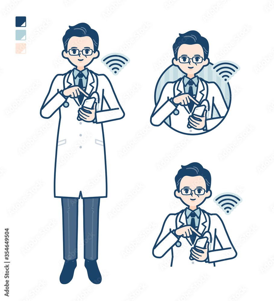 simple Doctor old man_smartphone-touch simple Doctor old man_smartphone-touch