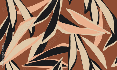 Hand drawn abstract pattern. Creative collage contemporary seamless pattern. Natural colors. Fashionable template for design.