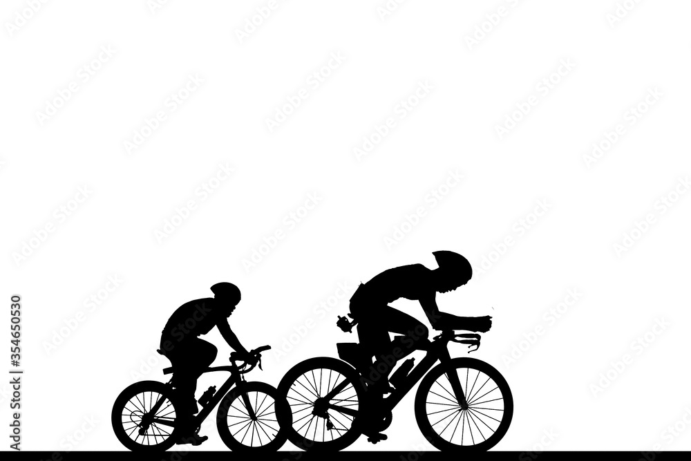 Naklejka premium Cycling Silhouette on white background
