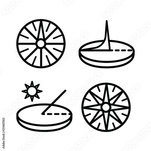 Sundial icons set. Outline set of sundial vector icons isolated on white background photo