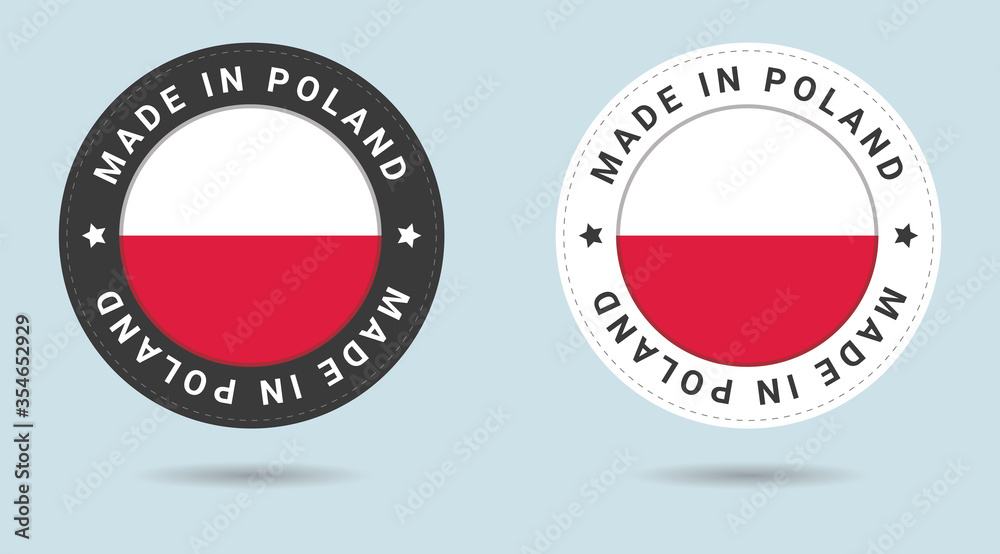 Set of two Polish stickers. Made in Poland. Simple icons with flags. Set of two Polish stickers. Made in Poland. Simple icons with flags.