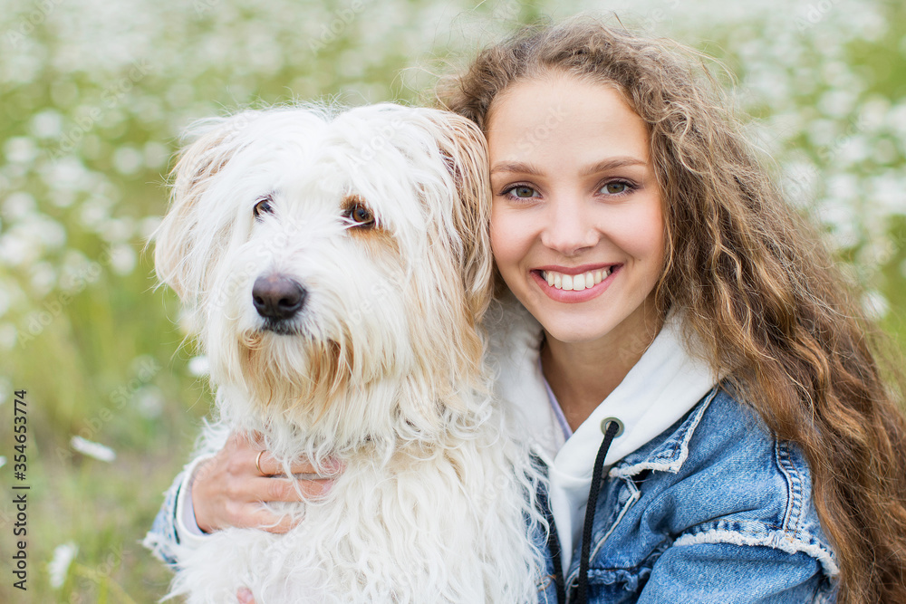 Portrait of a beautiful woman with dog. Portrait of a beautiful woman with dog.