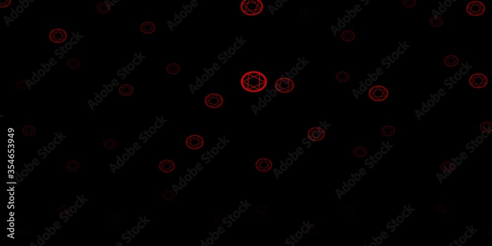 Dark Pink, Red vector backdrop with mystery symbols.