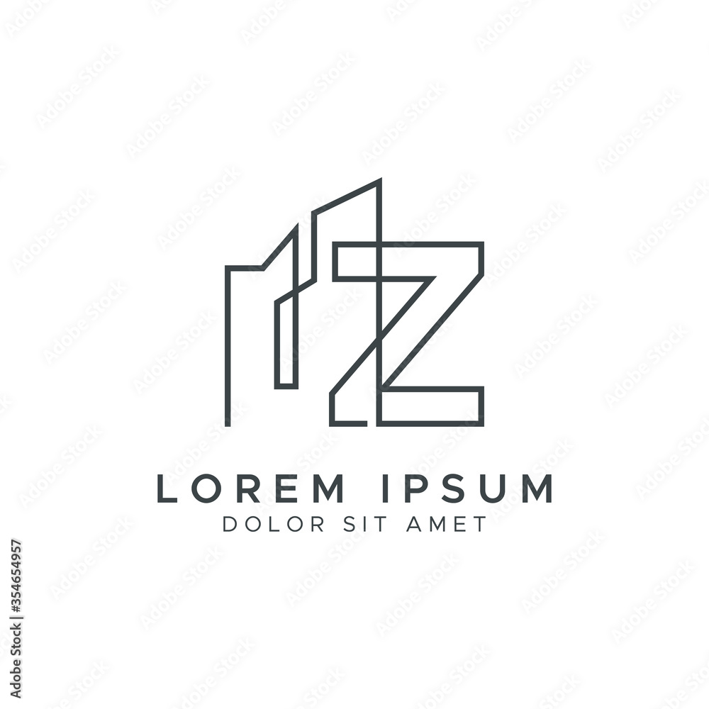 Letter Z Building Logo Vector Design Template