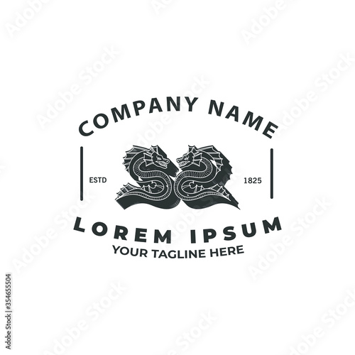 Wallpaper Mural two dragon logo vector design illustration. suitable use for logo clothing and business  Torontodigital.ca