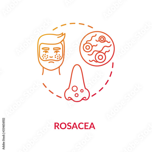 Rosacea concept icon. Mens healthcare problem, facial skin redness idea thin line illustration. Face pimples, acne, dermatological illness. Vector isolated outline RGB color drawing