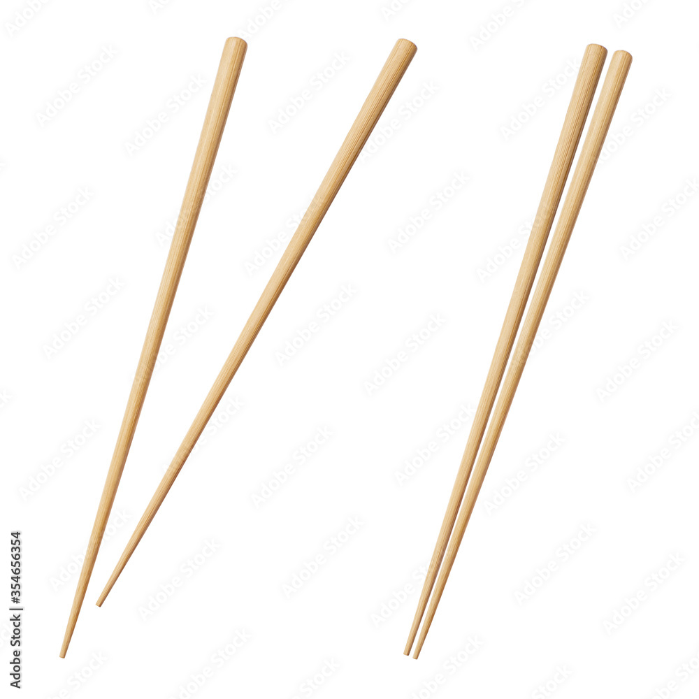Set of wooden chopsticks, isolated on white background Set of wooden chopsticks, isolated on white background