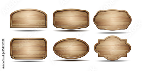 Vector realistic illustration of wooden signboard on white