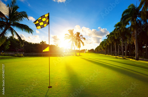 Luxury summer vacation; Tropical Golf Club course in the countryside photo