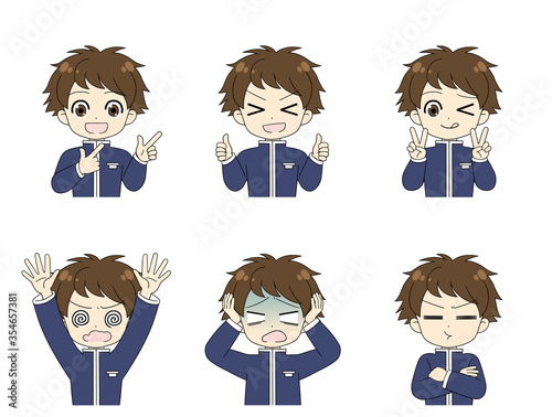 学生服学ラン男子高校生中学生表情stock Illustration Adobe Stock