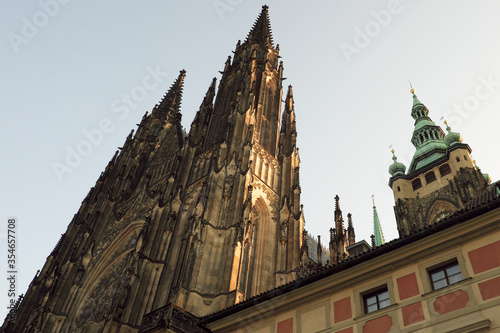 The medieval gothic St. Vitus Cathedral in Prague.