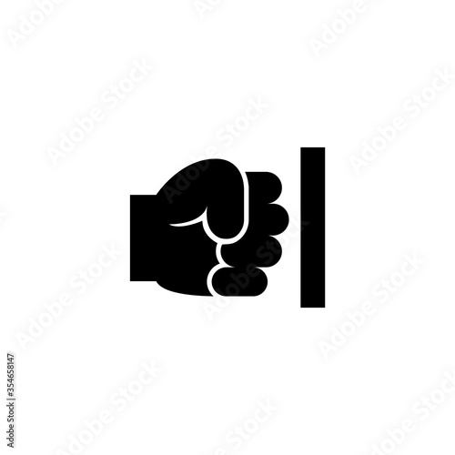 Strength Fist Punched Wall, Power Hand. Flat Vector Icon illustration. Simple black symbol on white background. Strength Fist Punched Wall Power Hand sign design template for web and mobile UI element