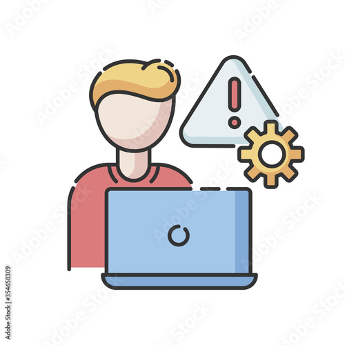 Crisis management RGB color icon. Danger control. Threat assessment. Evaluate dangerous situation. PR strategy specialist. Business marketing problem. Isolated vector illustration