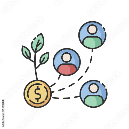 Stakeholder RGB color icon. investment in organization. Business project management. Successful cooperation, effective networking. Corporate negotiation. Isolated vector illustration