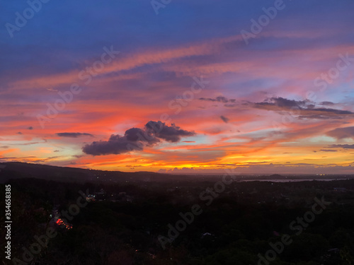 View of colorful sunset sky