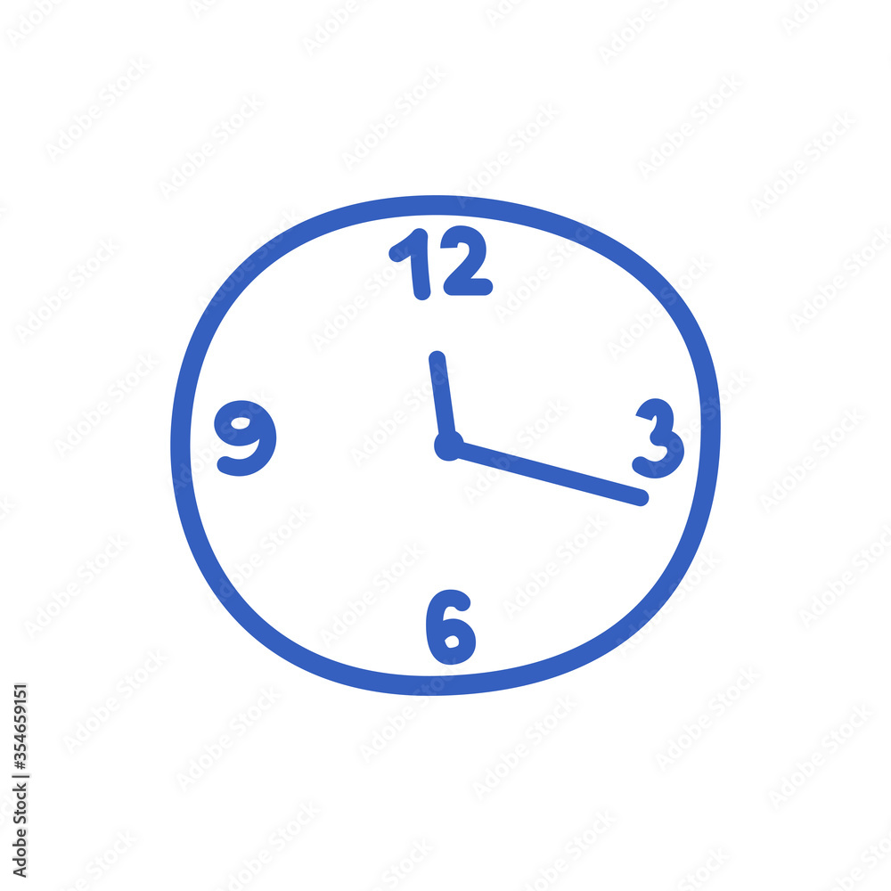 Wall clock isolated on white, contour. Vector hand-drawn illustration. Wall clock isolated on white, contour. Vector hand-drawn illustration.