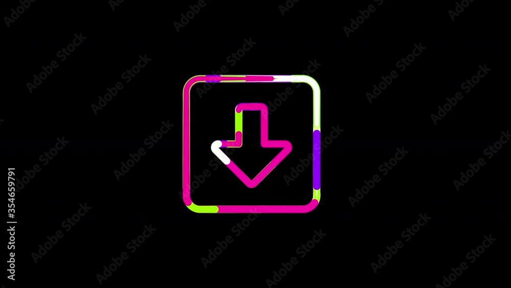 Circles gather in symbol arrow square down. After it crumbles in a line and moves to the camera. Alpha channel black Circles gather in symbol arrow square down. After it crumbles in a line and moves to the camera. Alpha channel black