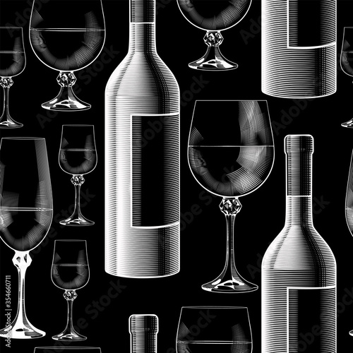 Wine glasses seamless background.