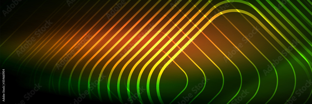 Shiny neon lines, stripes and waves, technology abstract background. Trendy abstract layout template for business or technology presentation, internet poster or web brochure cover, wallpaper Shiny neon lines, stripes and waves, technology abstract background. Trendy abstract layout template for business or technology presentation, internet poster or web brochure cover, wallpaper