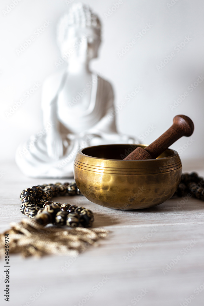 Tibetan bowl and tibetan rosary Tibetan bowl and tibetan rosary