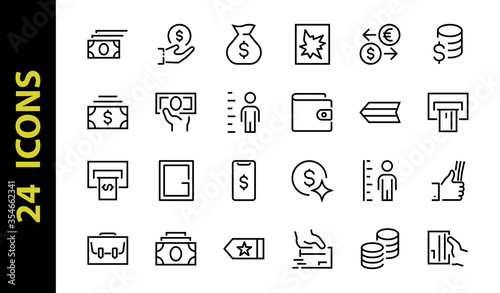 BUSINESS and FINANCE Thin Line Icon Set, contains icons such as Coins, Currency Exchange, Card Payment, Terminal and much more, Editable Line, Vector Illustration