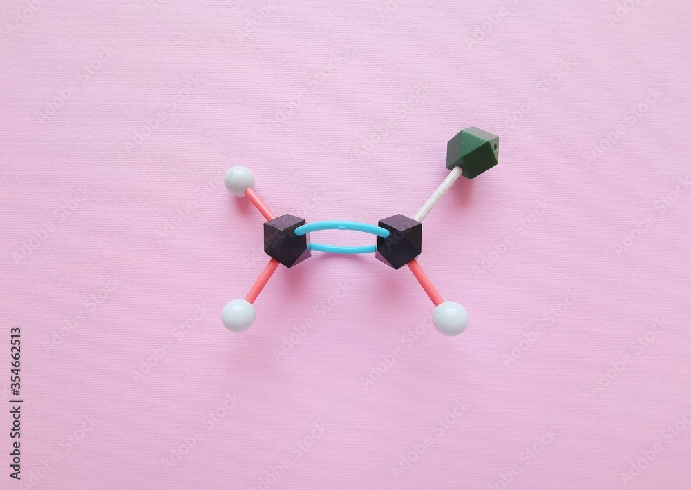 Molecular structure model of vinyl chloride. Vinyl chloride is used to