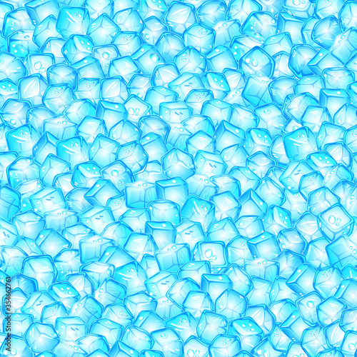 Cartoon ice cube seamless pattern. Cold vector background