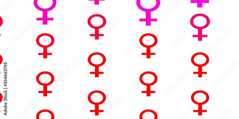 Light Pink, Red vector backdrop with woman's power symbols. Light Pink, Red vector backdrop with woman's power symbols.