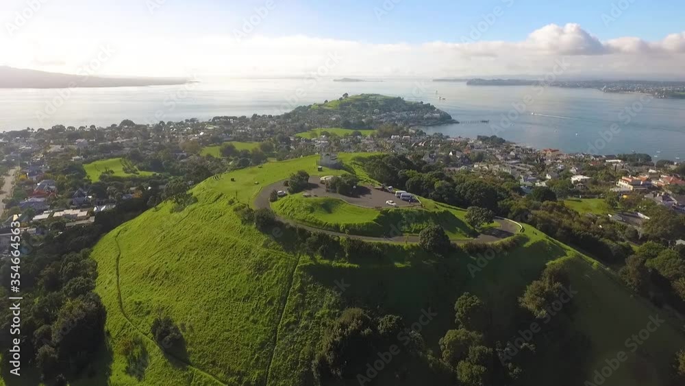 An aerial view shows Mount Victoria in Auckland, New Zealand. An aerial view shows Mount Victoria in Auckland, New Zealand.
