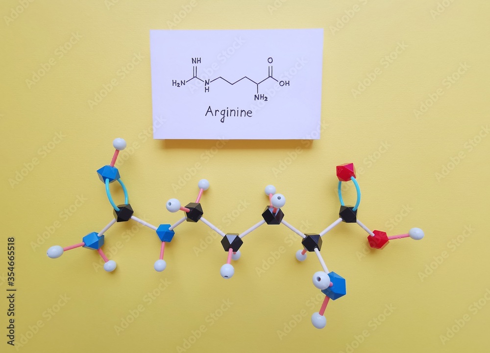 Molecular structure model and structural chemical formula of Arginine