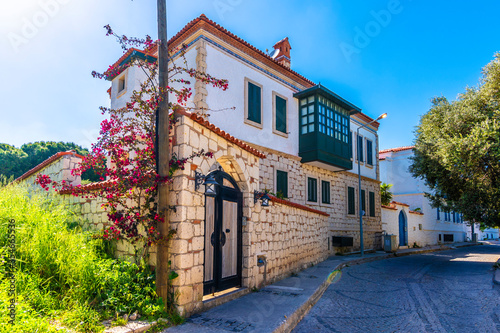 Fototapeta Naklejka Na Ścianę i Meble -  Alacati street view in Alacati Town. Alacati is populer historical tourist destination in Turkey.