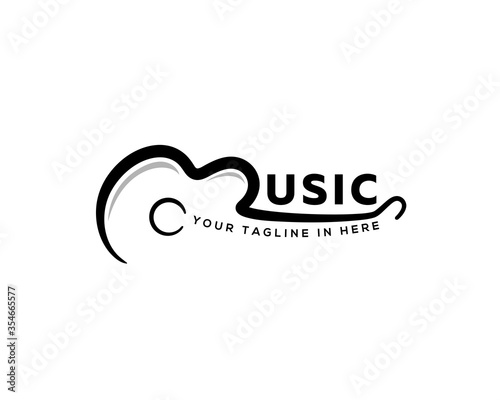 M initials music songs guitar form logo design S@