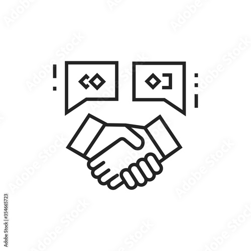 Co- branding black line icon. Collaboration. Pictogram for web page, mobile app, promo. UI UX GUI design element. Editable stroke.