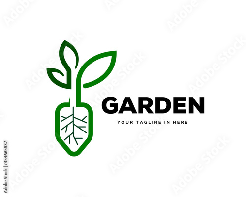 Abstract garden leaf plant and scope logo design inspiration