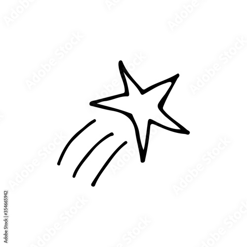 Doodle flying star icon. Hand drawn star icon in vector. Doodle star icon in vector