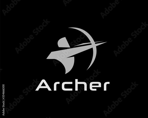 Fotografia, Obraz Abstract archer art black background logo design inspiration