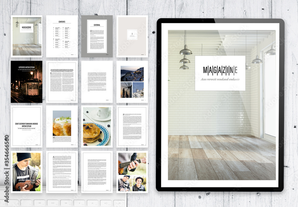 Clean Contemporary and Minimal Digital Magazine Layout Stock Template ...