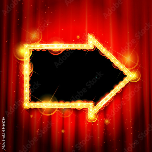 Golden arrow with light bulbs