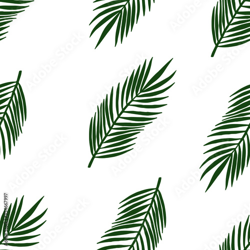 Tropical seamless pattern with palm leaves. Hand drawn summer illustration for cards  posters  textile  clothes and other design.