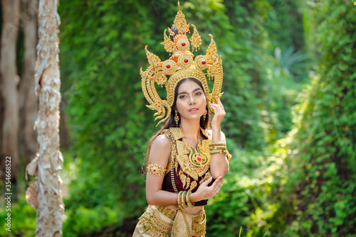 Beautiful girl with costume apsara from cambodia concept, Identity culture of Cambodia. photo