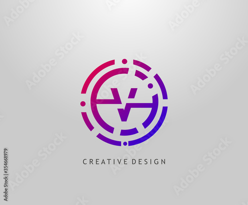 Abstract V Letter Logo. Modern Circle Network Technology Logo Design