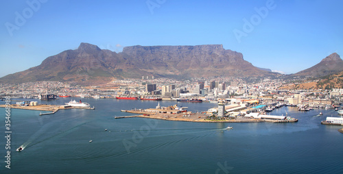 Cape Town, Western Cape / South Africa - 02/03/2009 - Aerial photo of Cape Town V&A Waterfront & Harbour with Table Mountain in the background