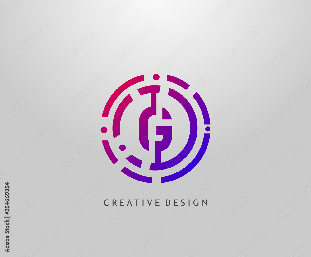 Fototapeta premium Abstract G Letter Logo. Modern Circle Network Technology Logo Design