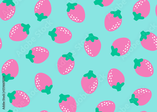 Seamless pattern with strawberry on a blue background. Vector