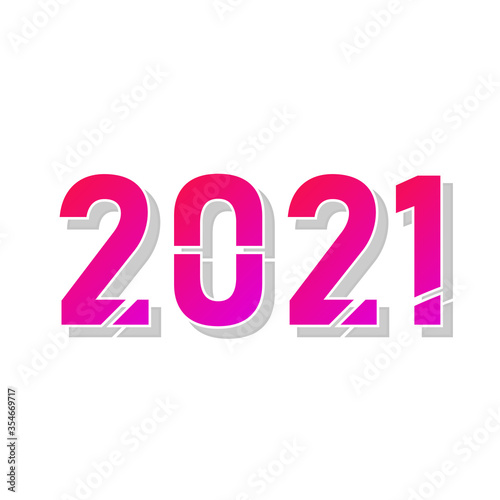 2021 happy new year. number colored pink and purple. vector stock isolated on white background eps10 design