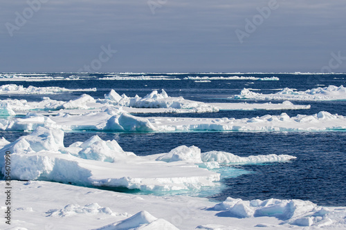 Sea ice in the Arctic north of Svalbard