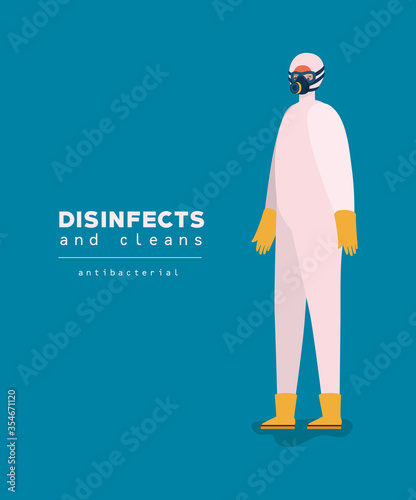 Man with protective suit and gloves vector design