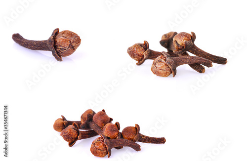 set of Cloves (flower buds of Syzygium aromaticum). Clipping paths, shadow separated;herb for health.