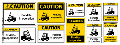 Caution forklifts in operation Symbol Sign Isolate on transparent Background,Vector Illustration