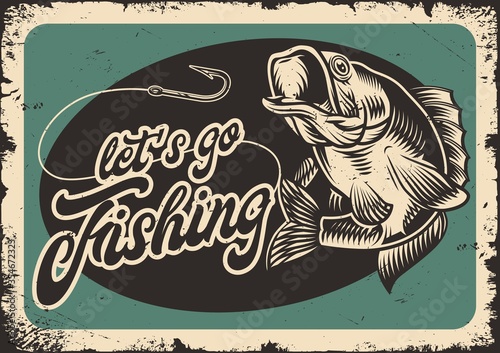 Fishing vintage template